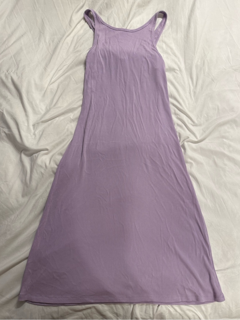 Aritzia Wilfred Free Lilac Ribbed Tank Midi Dress
